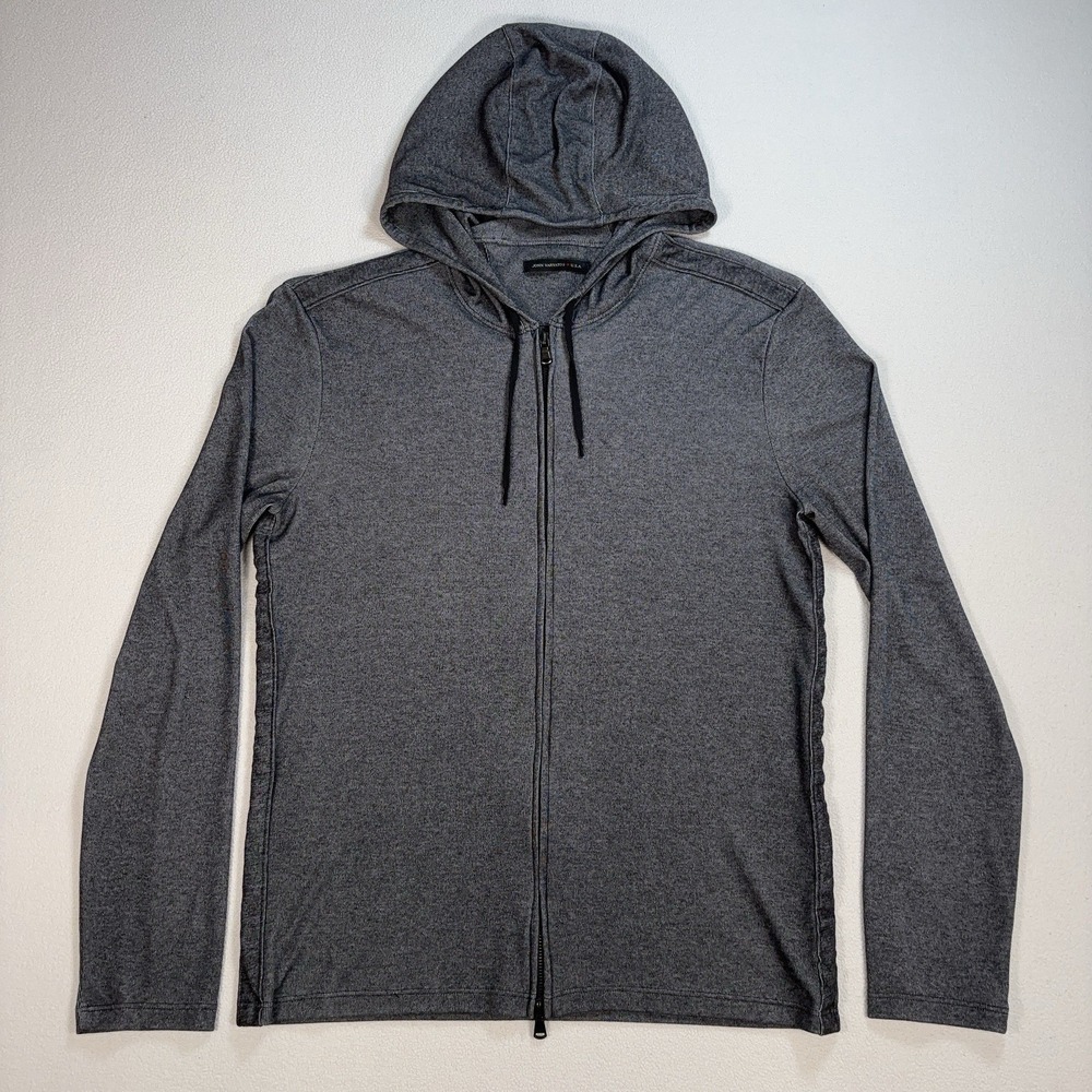 John Varvatos Star USA Full Zip Hoodie Mens M Heathered Gray Pima Cotton Stretch